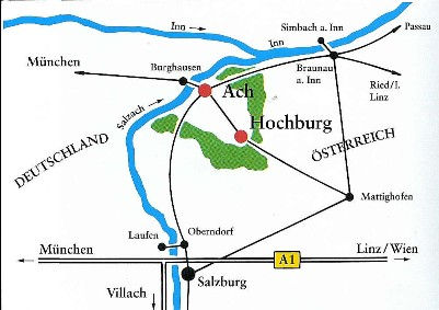 Dieses Foto zeigt den Anreiseplan für Hochburg-Ach